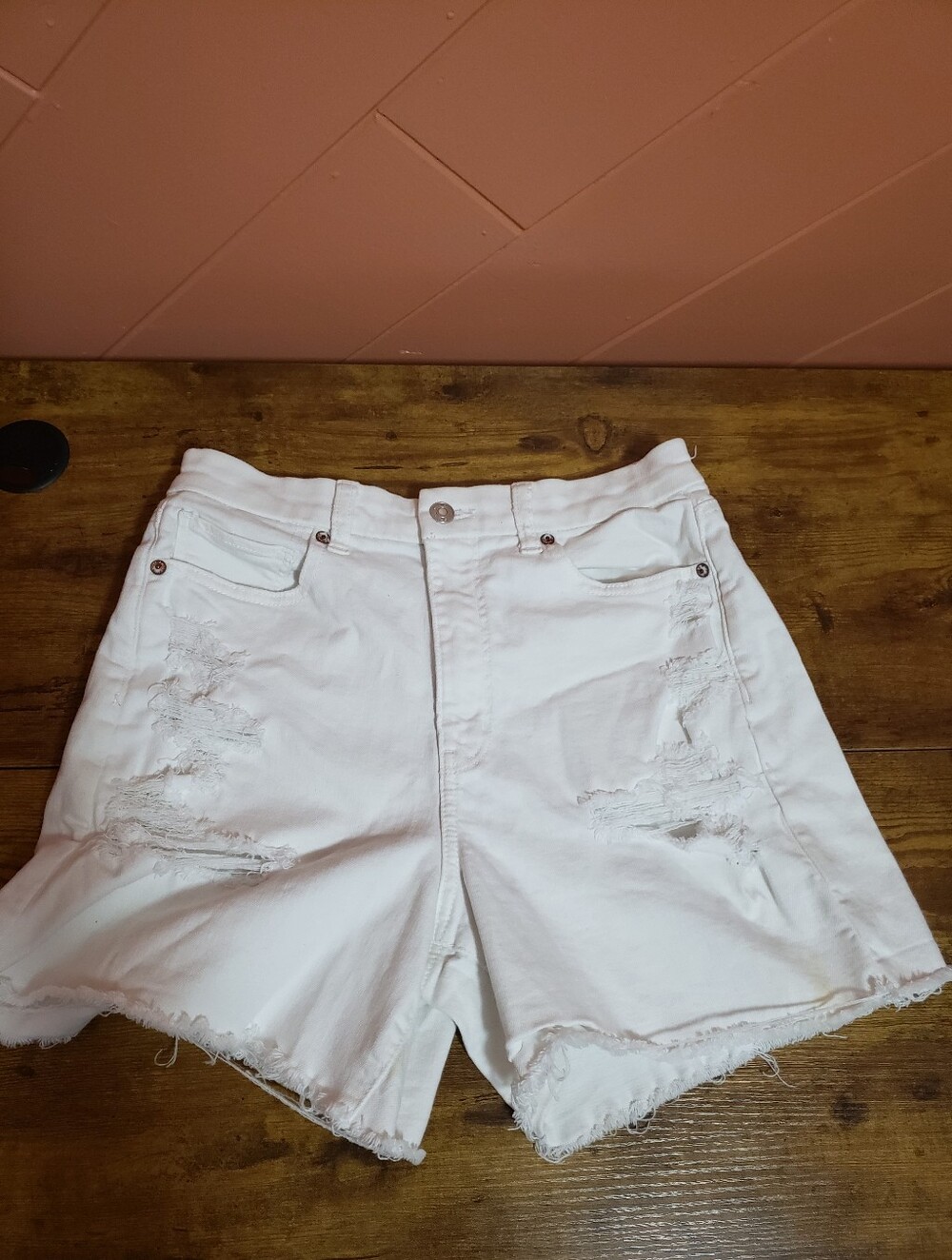 American Eagle high waisted white jean shorts